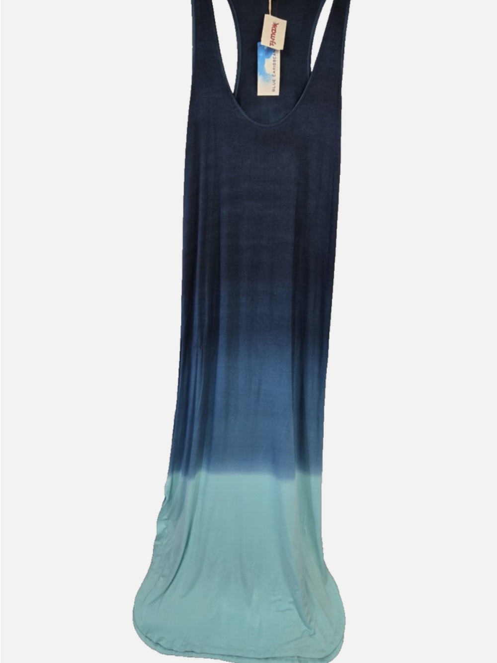 Caribbean Ombre Navy to Aqua Maxi Dress